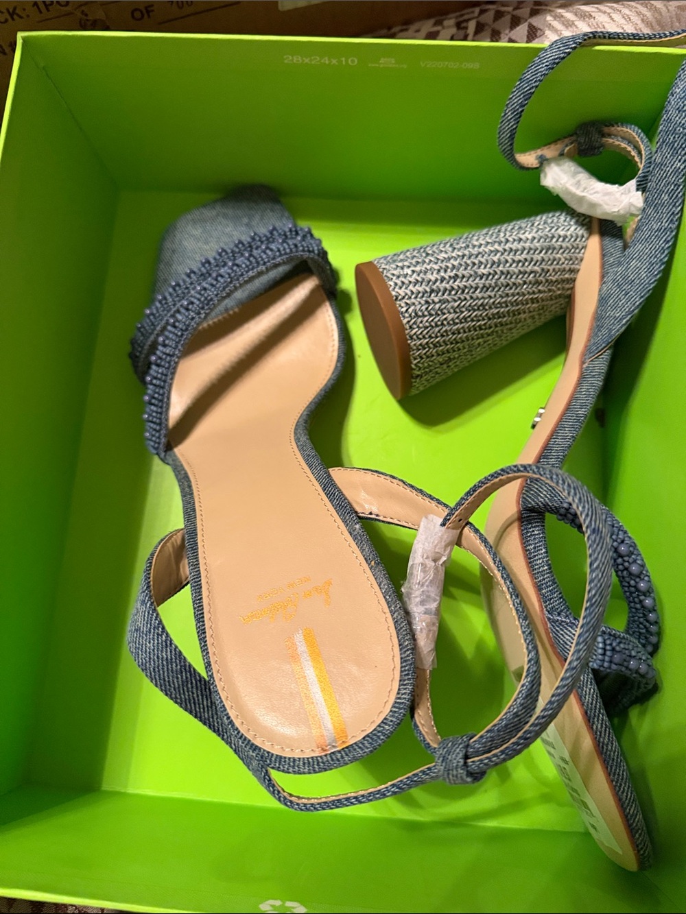 Sam Edelman Ankle-Strap Block Heel Sandals in Denim Blue